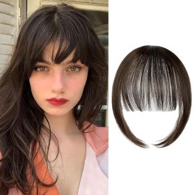 Clip In Bangs-Fake Bangs Hair Clip Real Human Hair Curtain Bangs (Color: #09)