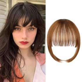 Clip In Bangs-Fake Bangs Hair Clip Real Human Hair Curtain Bangs (Color: #02)