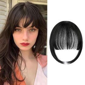 Clip In Bangs-Fake Bangs Hair Clip Real Human Hair Curtain Bangs (Color: #07)