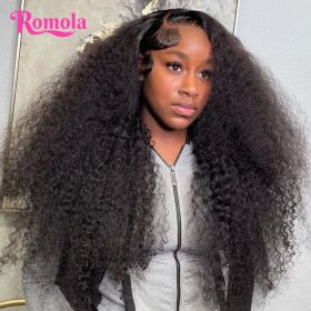 Curly Wigs 100% Human Hair 13x6 Hd Lace Frontal Wig Deep Wave Water Wave Lace Front Wig 40 Inch Curly Lace Front Human Hair Wig (Stretched Length, Density: 12INCHES, 250%, Color: 13x4 Lace Wig)