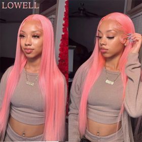 Pink Lace Front Wig Human Hair For Women 13x4 Hd Lace Frontal Wig Brazilian 613 13x6 Colored Straight Lace Front Wigs (Stretched Length: 30inches, Hair Color, Density: 13x6 lace Wig, 150%)