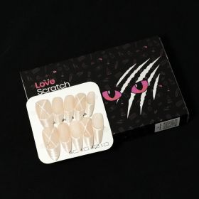 Love Scratch Nude Mid Length French Tips Handmade Press-on Nails (size: S)
