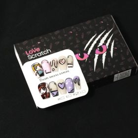 Love Scratch 10PCs Hand-painted Cartoon Short Press-on Nails (size: M)