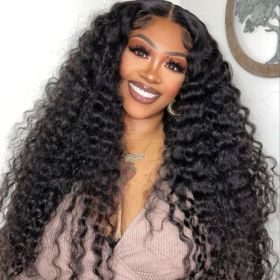 30 Inch Brazilian Raw Virgin Hair 13x6 13X4 Natural Deep Wave Glueless Frontal Human Hair Transparent HD Lace Front Wigs (model: 13x6, size: 22inch)