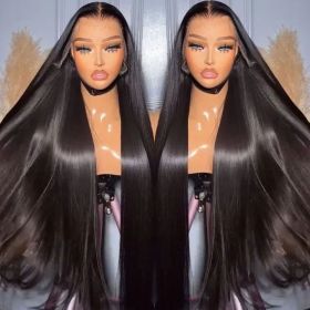 Vietnamese Raw Hair 250% Density Straight Lace Frontal Wigs Human Hair Lace Front Transparent Hd Lace Wig For Black Women (model: 13x6, size: 30inch)